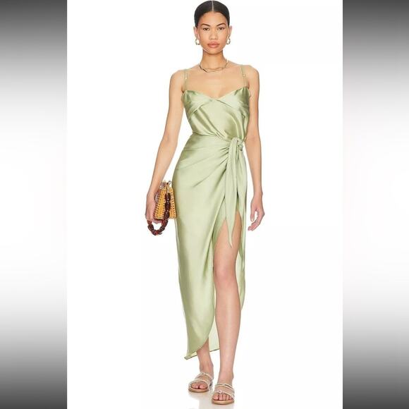 RTR Baobab Selma Grape Green Sleeveless Sarong Wrap Midi Dress Sz XS - Picture 1 of 11